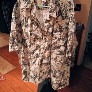 Pierre Cardin Black and Tan Casual Button Down Shirt